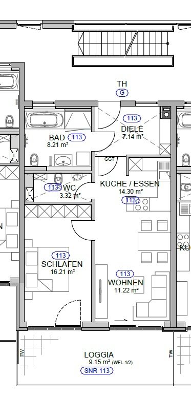 Grundriss Whg. 113 Grundriss Whg. 113
